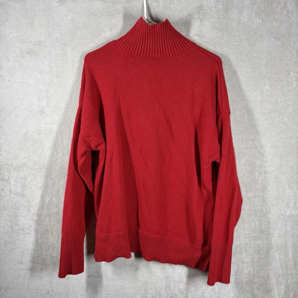 J. McLaughlin Oversized Red Cashmere Sweater Size XL Luxury Old Money Capsule